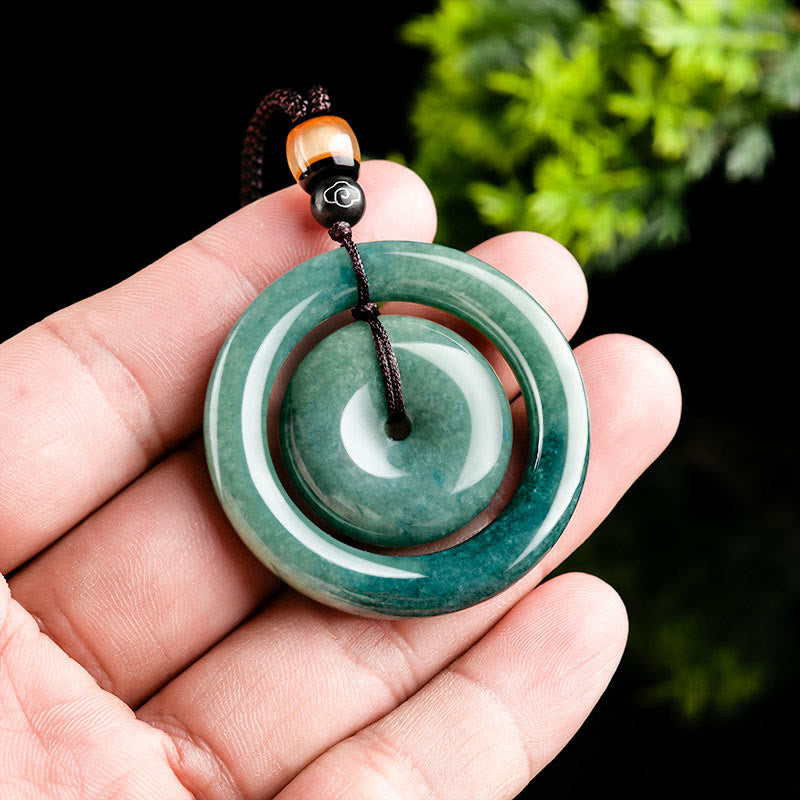 KarmaRipple's Authentic Round Jade Peace Buckle Fortune Prosperity Pendant Necklace p5