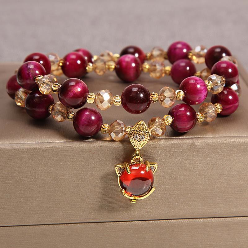 KarmaRipple's Tiger Eye Pixiu Fox Money Bag Protection Self Confidence Double Wrap Bracelet p3