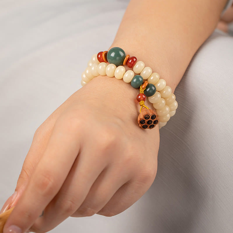 KarmaRipple's Bodhi Seed Lotus Pod Talisman Peace Double Wrap Bracelet p11