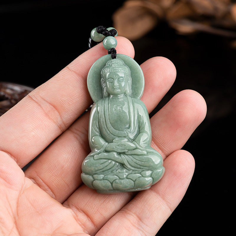 KarmaRipple's Amitabha Buddha Jade Amulet Compassion String Pendant p5