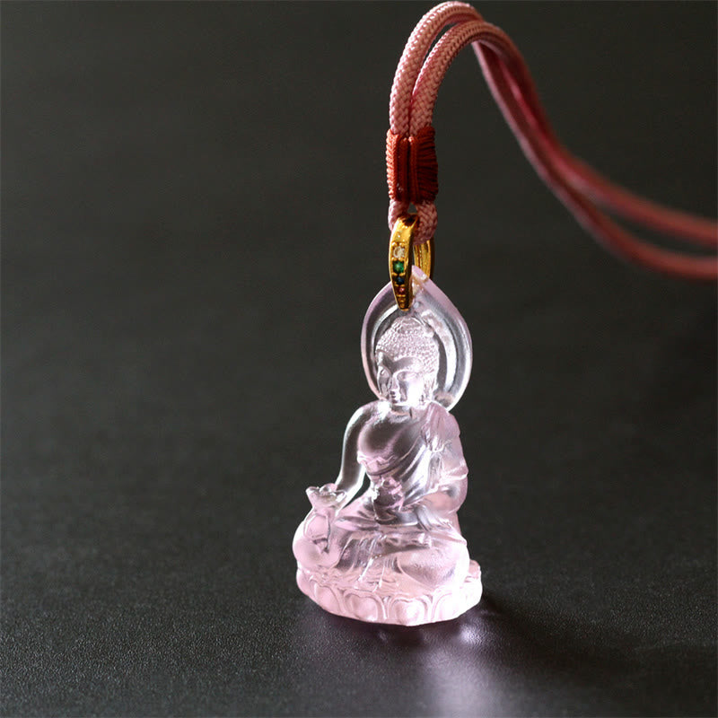 KarmaRipple's Blue Tathagata Buddha Medicine Buddha Liuli Gemstone Serenity Amulet Pendant Necklace p21