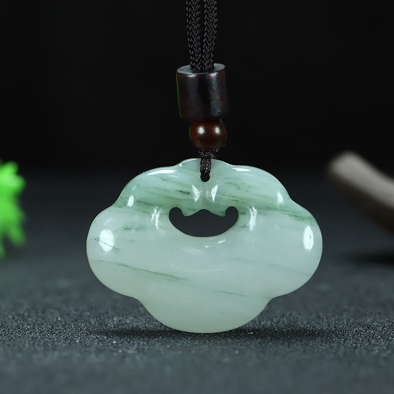 KarmaRipple's Tianshan Jade Golden Silk Jade Chinese Lock Talisman Abundance Pendant Necklace p2