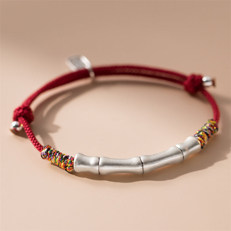 KarmaRipple's 999 Sterling Silver Fortune Bamboo Attract Fortune Colorful Red Rope Bracelet p2