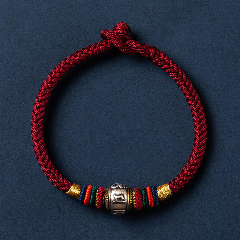 KarmaRipple's 925 Sterling Silver Tibet Handmade Om Mani Padme Hum Fortune Protection King Kong Weave Woven Bracelet p10