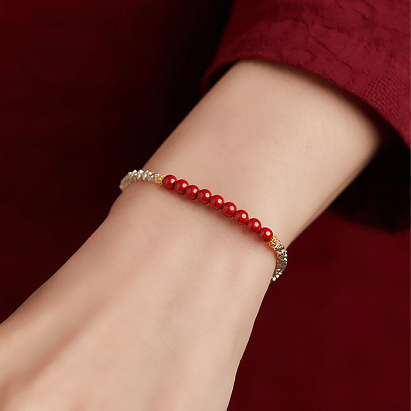 KarmaRipple's 925 Sterling Silver Cinnabar Fu Character Blessing Bracelet p4