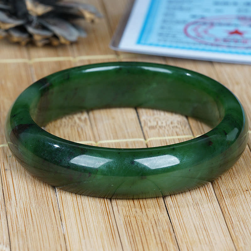 KarmaRipple's Authentic Hetian Cyan Jade Happiness Success Bracelet Bangle p3