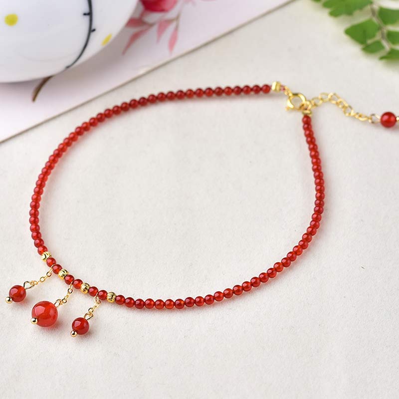 KarmaRipple's Red Agate Confidence Calm Anklet p11