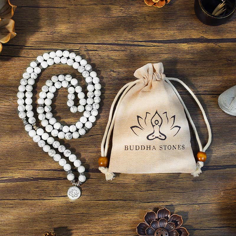 KarmaRipple's Ivory Turquoise Lotus Mala Balancing Bracelet p5