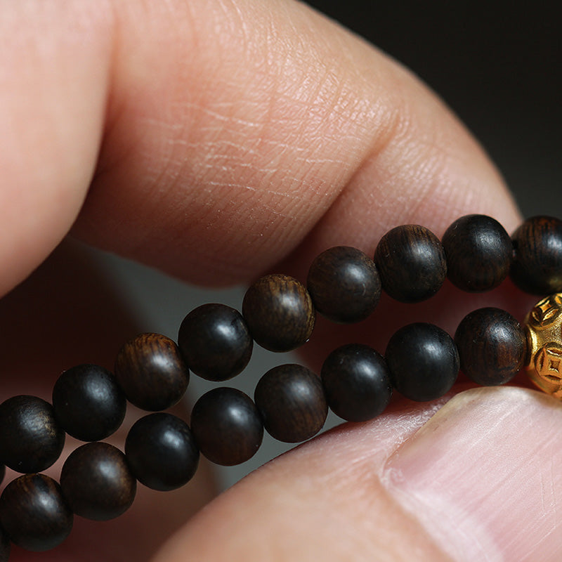 KarmaRipple's 999 Gold Nha Trang Heiqinan Agarwood Amber Red Agate Strength Meditation Bracelet p6
