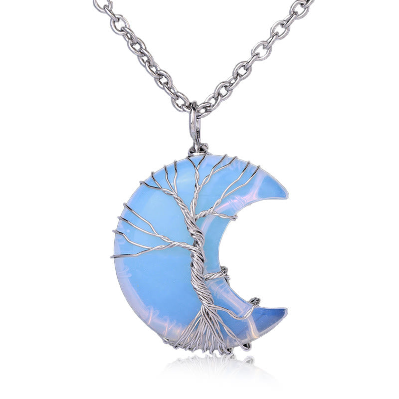 KarmaRipple's Authentic Quartz Gemstone Moon Tree Of Life Balancing Energy Pendant Necklace p5