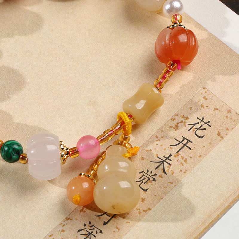 KarmaRipple's Authentic Golden Silk Jade Crystals Gourd Pixiu Pumpkin Beadwork Wealth Talisman Bracelet p4