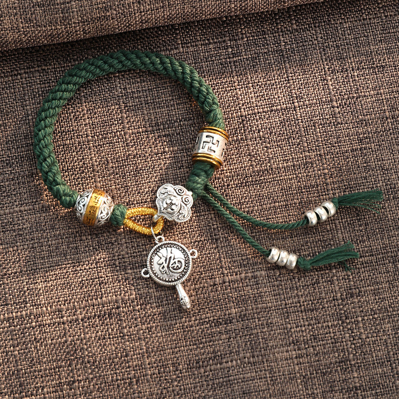 KarmaRipple's Handmade Tibetan Om Mani Padme Hum Fu Character Fortune Fortune Woven Bracelet p15