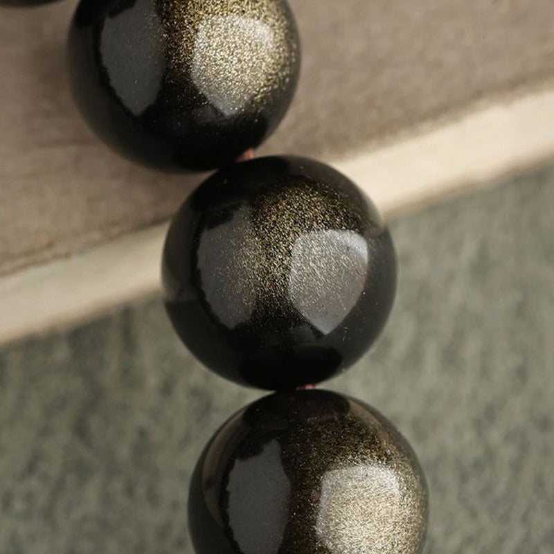 KarmaRipple's Gold Sheen Obsidian Silver Sheen Obsidian Lovely Paw Fortunate Cat Protection Bracelet p17