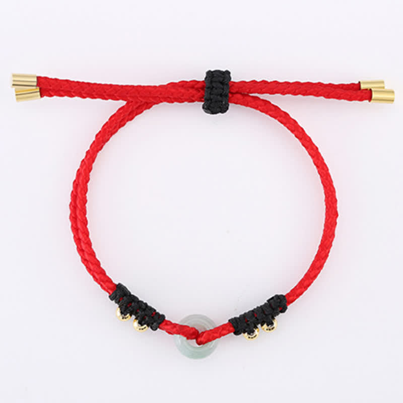KarmaRipple's Round Peace Buckle Jade Abundance Wealth String Bracelet p20