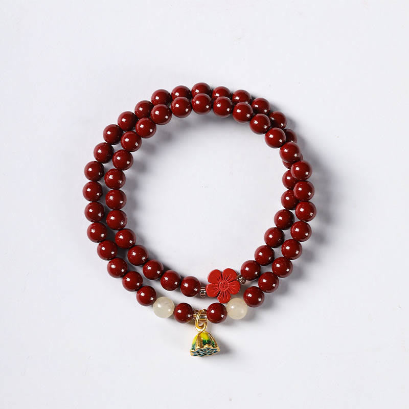 KarmaRipple's Cinnabar Lotus Talisman Double Wrap Blessing Bracelet p8