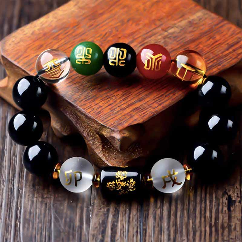 KarmaRipple's Chinese Zodiac Feng Shui Obsidian Five-Element Wealth Porsperity Bracelet p4