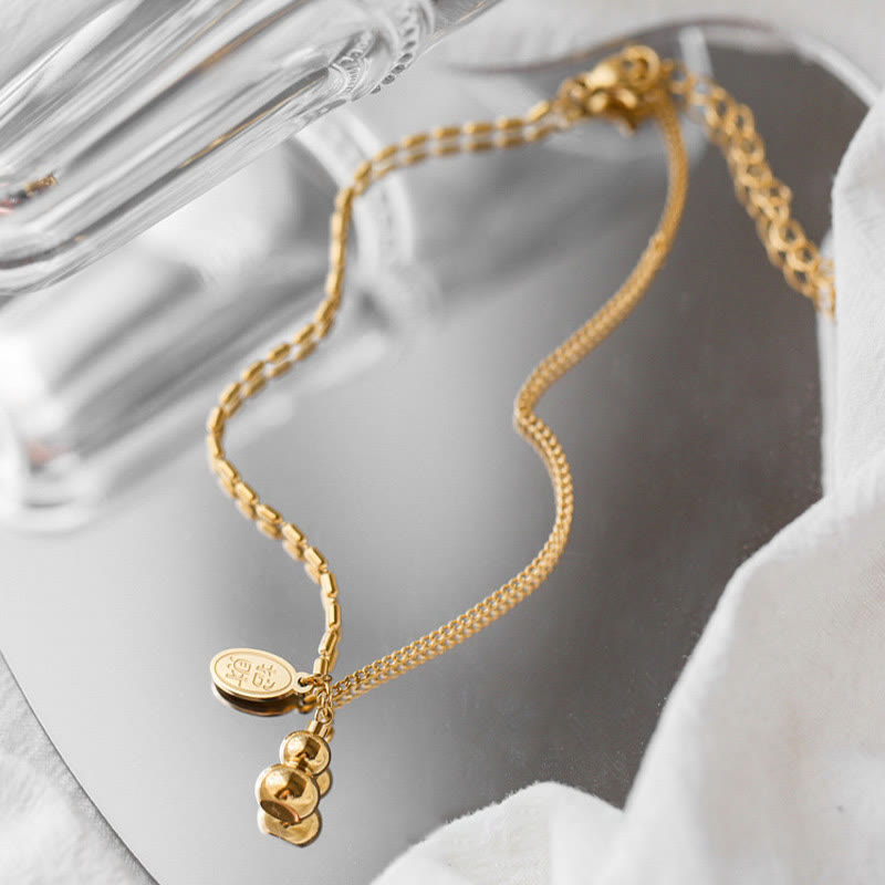 KarmaRipple's 18k Gold Fortunate Gourd Design Wealth Buckle Anklet p6