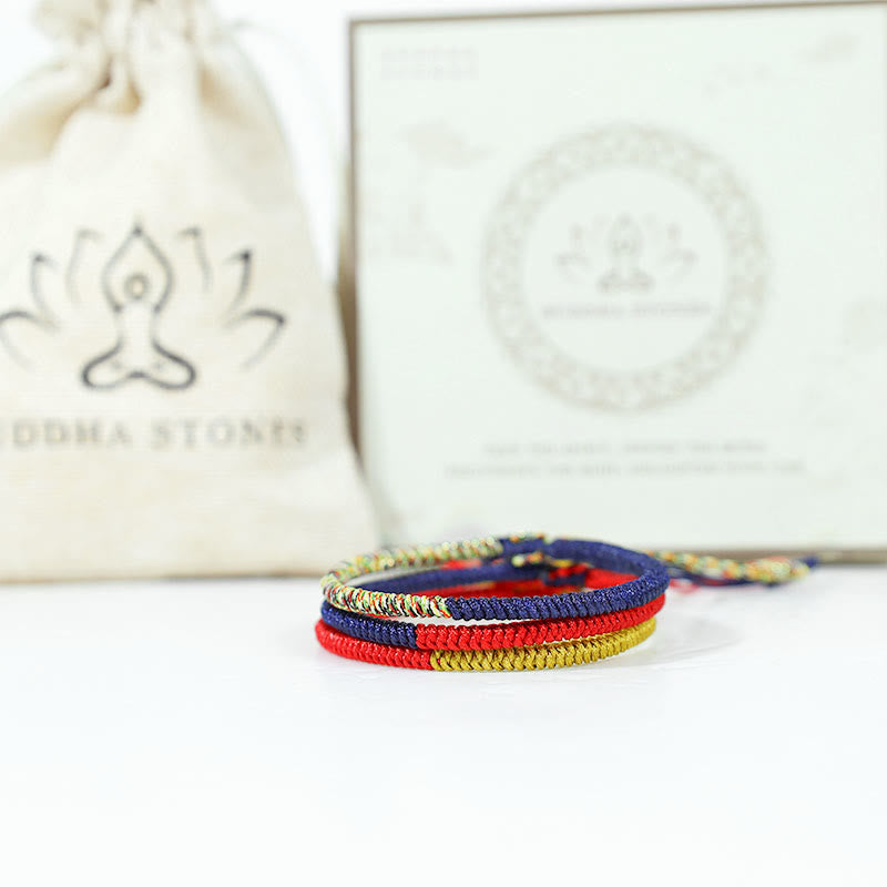 KarmaRipple's Tibet Handmade Multicolor King Kong Weave Faith Protection Woven Two-Color String Bracelet p5