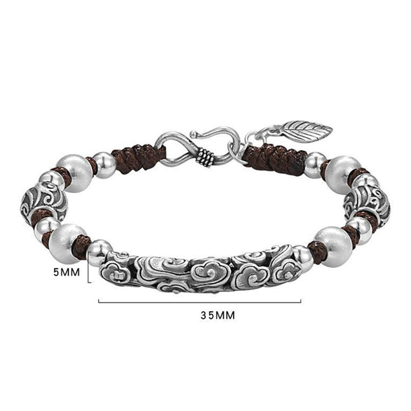 KarmaRipple's Tibet Handmade Bronze 999 Sterling Silver Auspicious Cloud Wealth String Bracelet p14