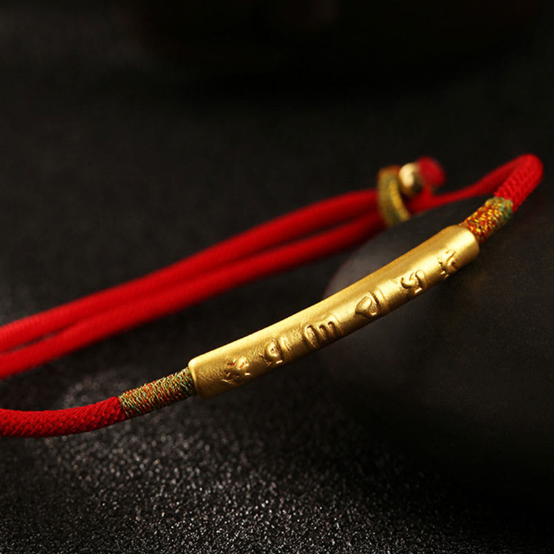 KarmaRipple's Tibetan Buddhist Handmade Mani Mantra Fortunate Red String Bracelet p4