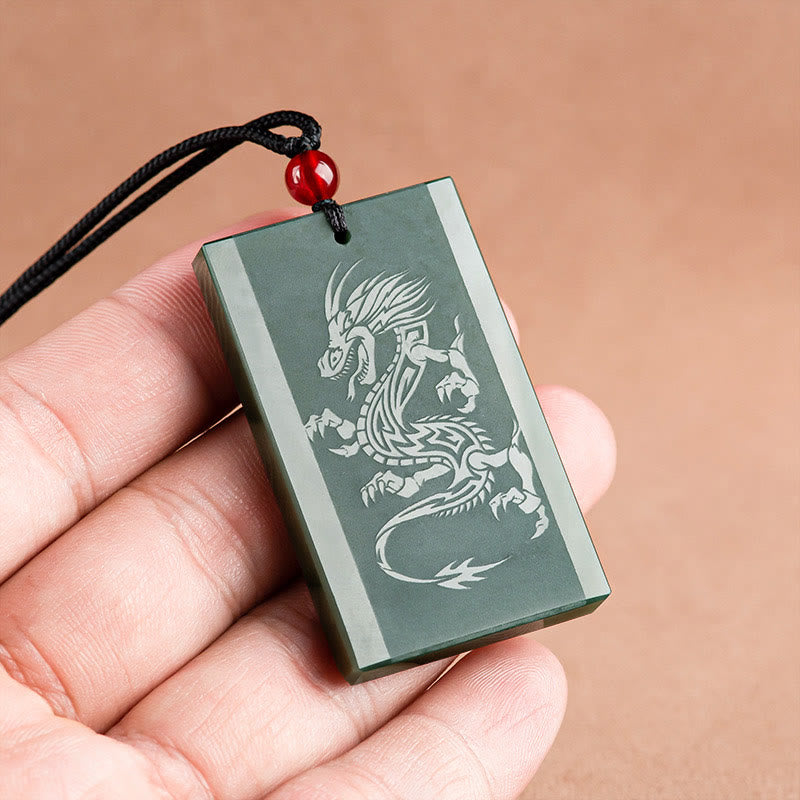 KarmaRipple's Hetian Cyan Jade Dragon Engraved Success Pendant Necklace p4