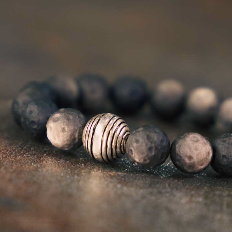 KarmaRipple's Authentic Silver Sheen Obsidian Lunar Meteorite Protection Bracelet p3