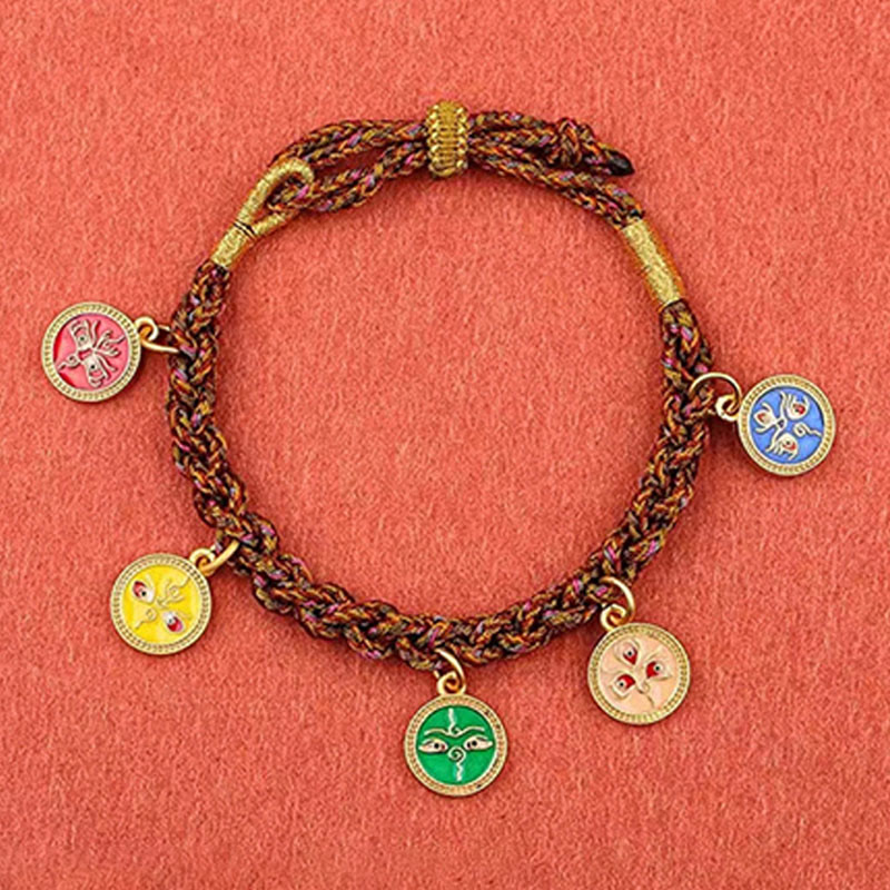 KarmaRipple's Tibetan Five God Of Wealth Thangka Fortune Braid String Bracelet p8