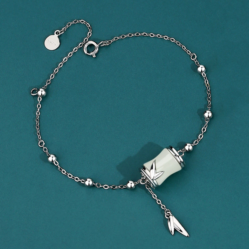 KarmaRipple's 925 Sterling Silver 22K Gold Hetian Ivory Jade Bamboo Leaf Fortune Pendant Necklace Bracelet p15