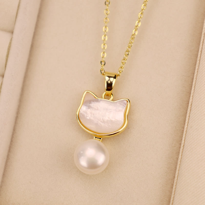KarmaRipple's Authentic Pearl Bronze Cat Balancing Pendant Necklace Earrings p4