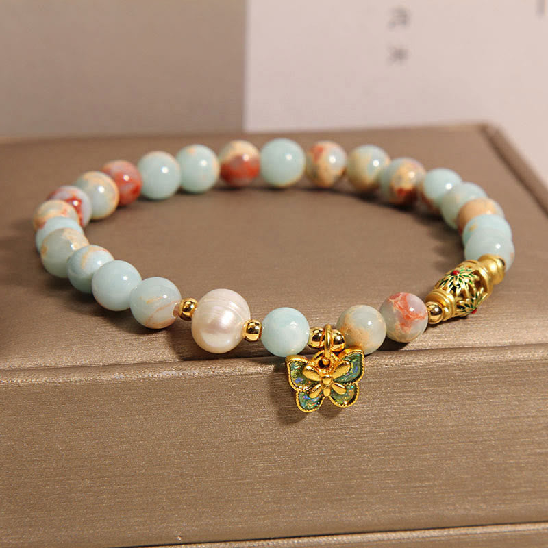 KarmaRipple's Shoushan Stone Pearl Butterfly Wealth Bracelet p3