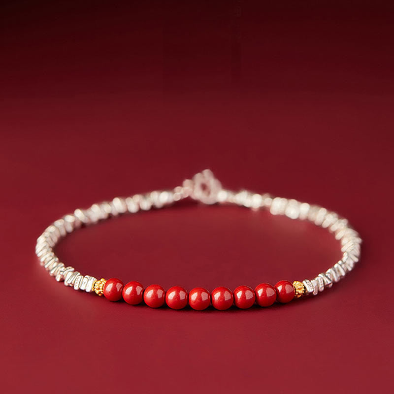 KarmaRipple's 925 Sterling Silver Cinnabar Fu Character Blessing Bracelet p1