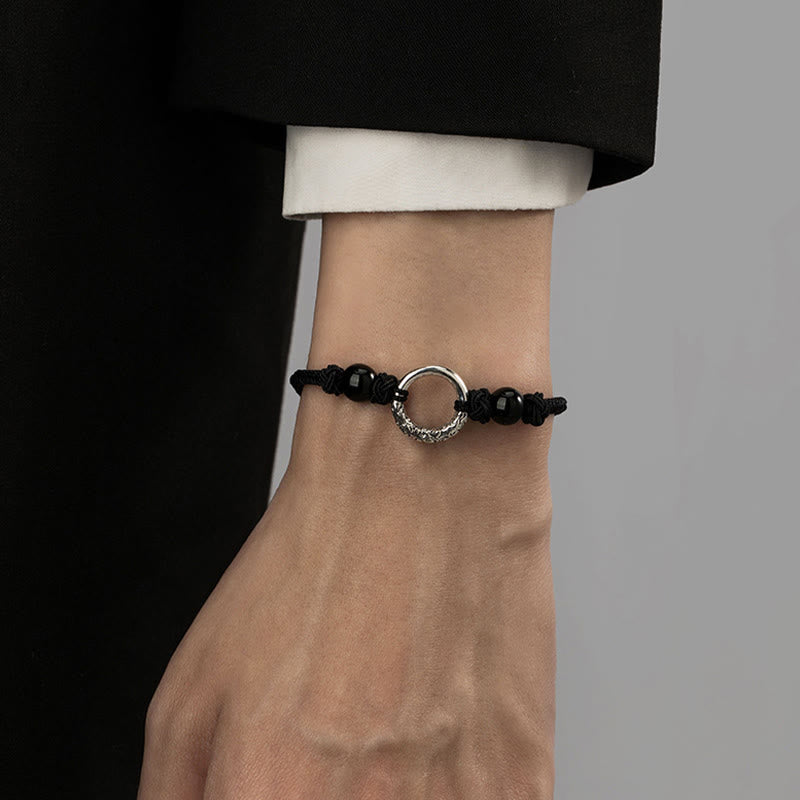 KarmaRipple's 925 Sterling Silver Black Onyx Peace Buckle Protection Bracelet p11