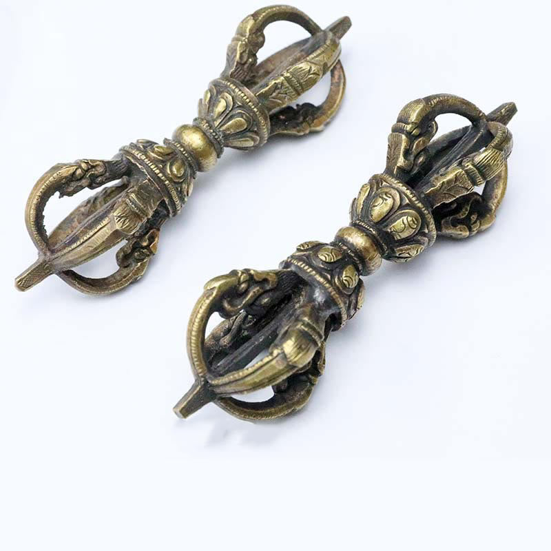 KarmaRipple's Handmade Nepal Five Prong Three Prong Vajra Dorje Strength Bronze Decoration p11