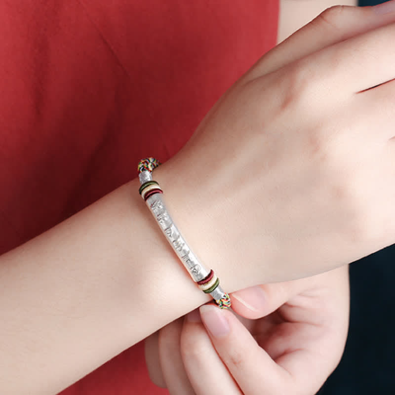 KarmaRipple's 999 Sterling Silver Om Mani Padme Hum Protection Strength String Bracelet p19