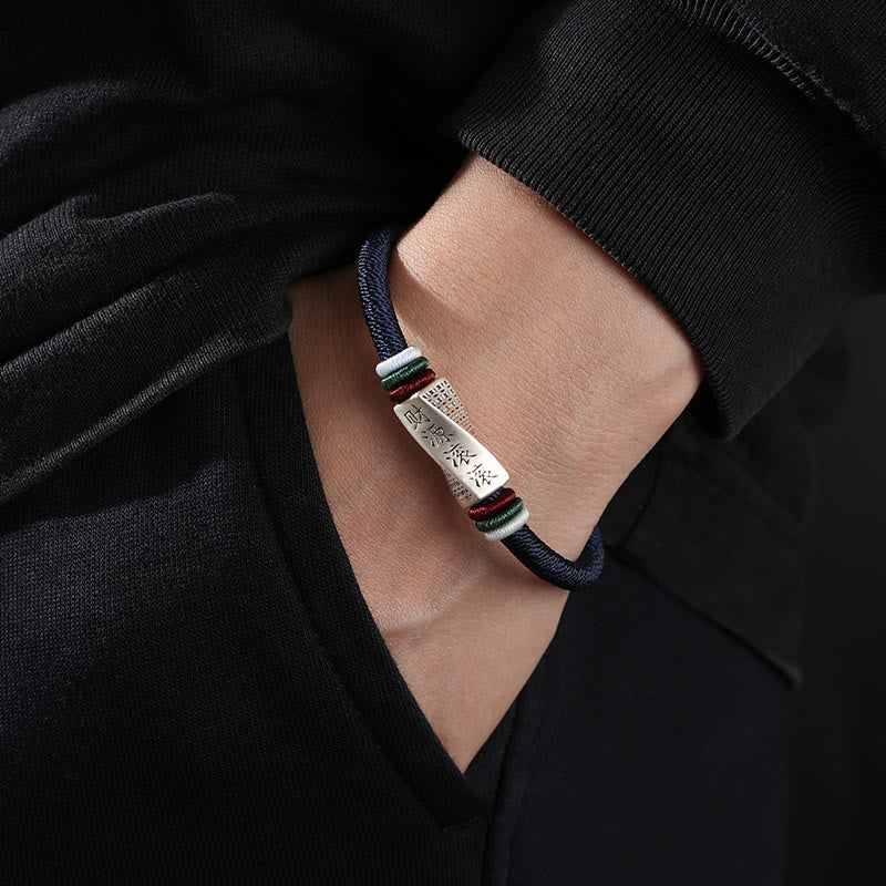 KarmaRipple's 999 Sterling Silver Profits Pouring In From All Sides Handmade Blessing String Buckle Bracelet p2