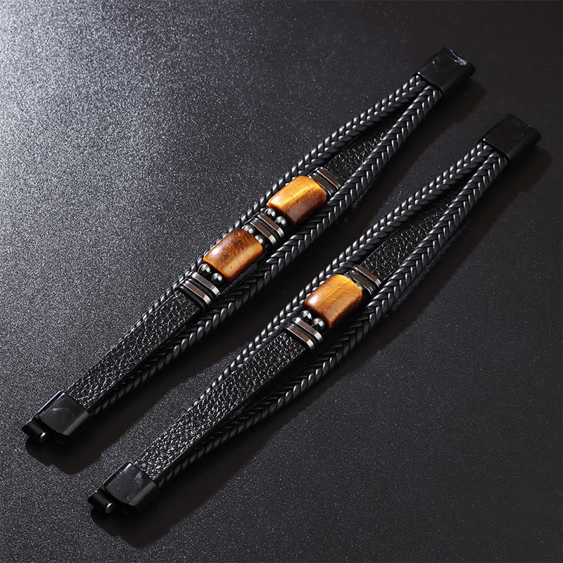 KarmaRipple's Tiger Eye Power Magnetic Buckle Multilayered Leather Bracelet p9