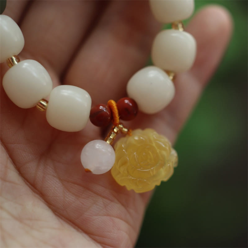 KarmaRipple's Gradient Bodhi Seed Amber Lotus Peace Bracelet p5