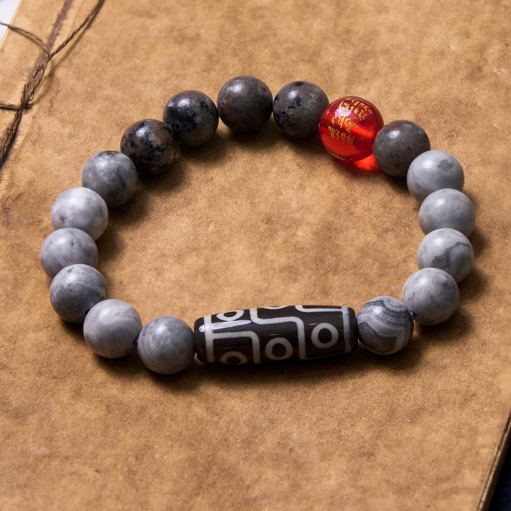 KarmaRipple's Tibetan Nine-Eye Dzi Bead Picasso Jasper Positive Bracelet p4