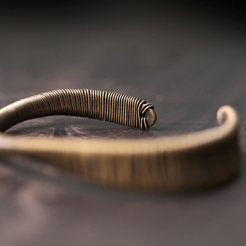KarmaRipple's Simple Design Wrapped Bronze Fortune Wealth Adjustable Cuff Bracelet p7