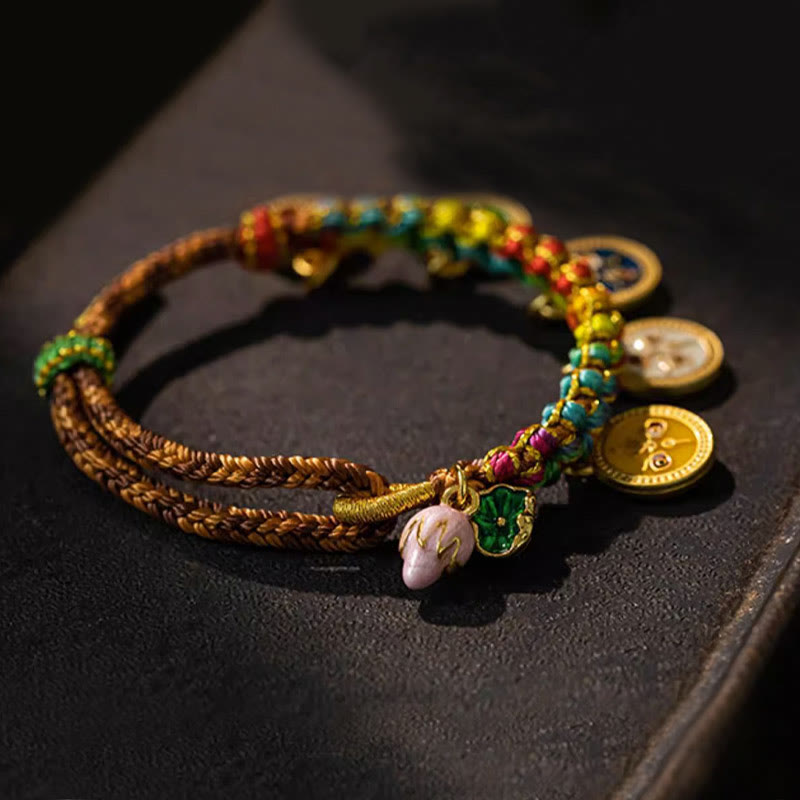 KarmaRipple's Tibetan Colorful Rope Five God Of Wealth Fortune Braid Bracelet p2