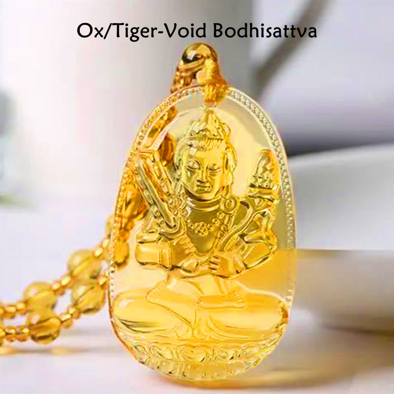KarmaRipple's Citrine Guardian Buddha Serenity Necklace Pendant ( p3