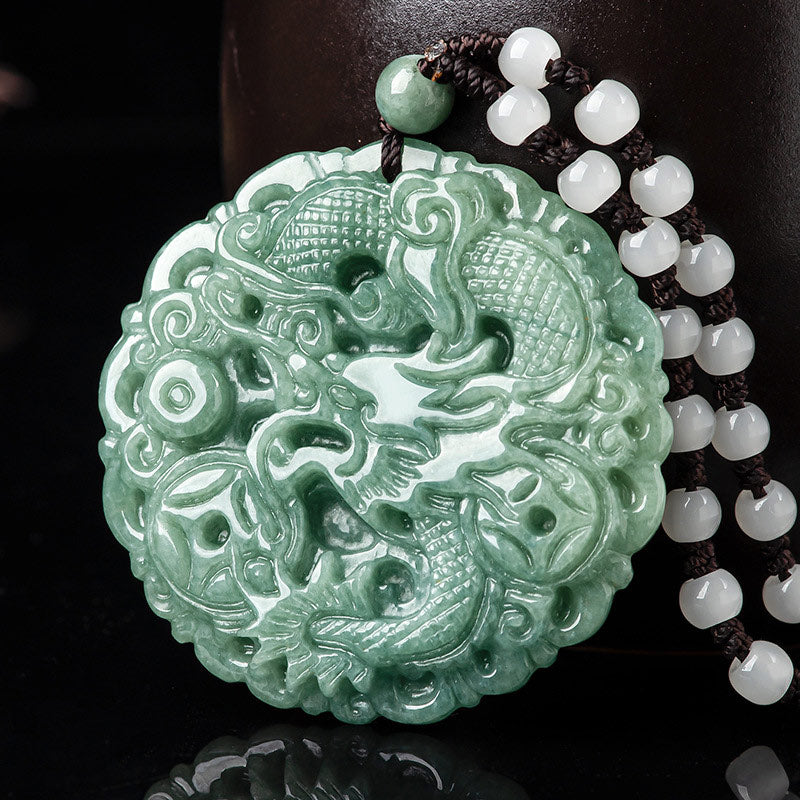KarmaRipple's Chinese Zodiac Dragon Jade Fortune Pendant String Necklace p12