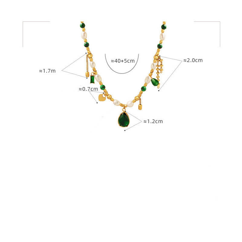 KarmaRipple's Pearl Bead Zircon Turquoise Calm Pendant Necklace p12