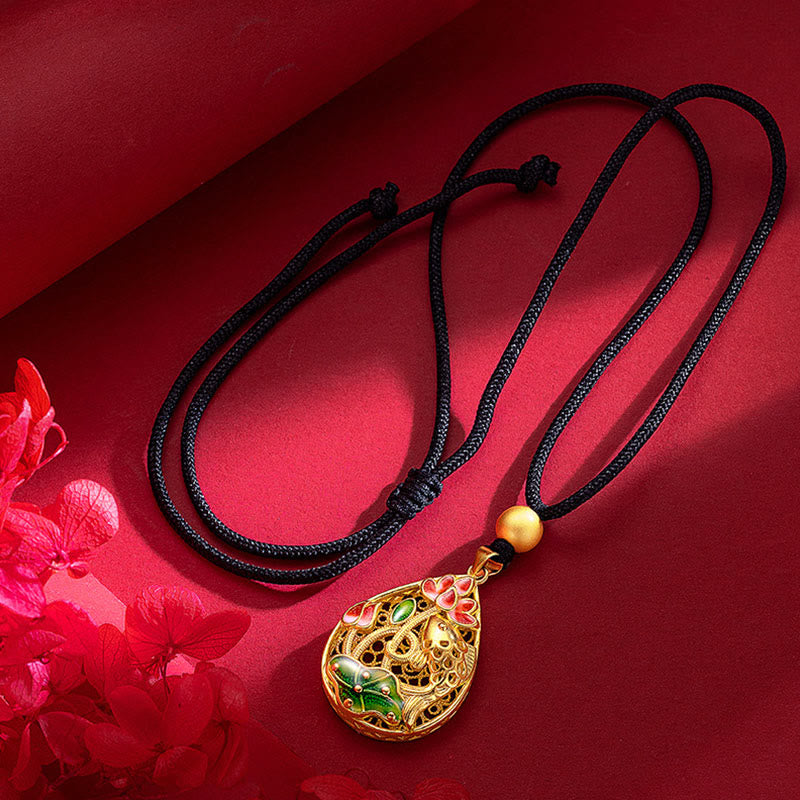 KarmaRipple's Koi Fish Lotus Flower Leaf Bronze Fortune Pendant Necklace p1