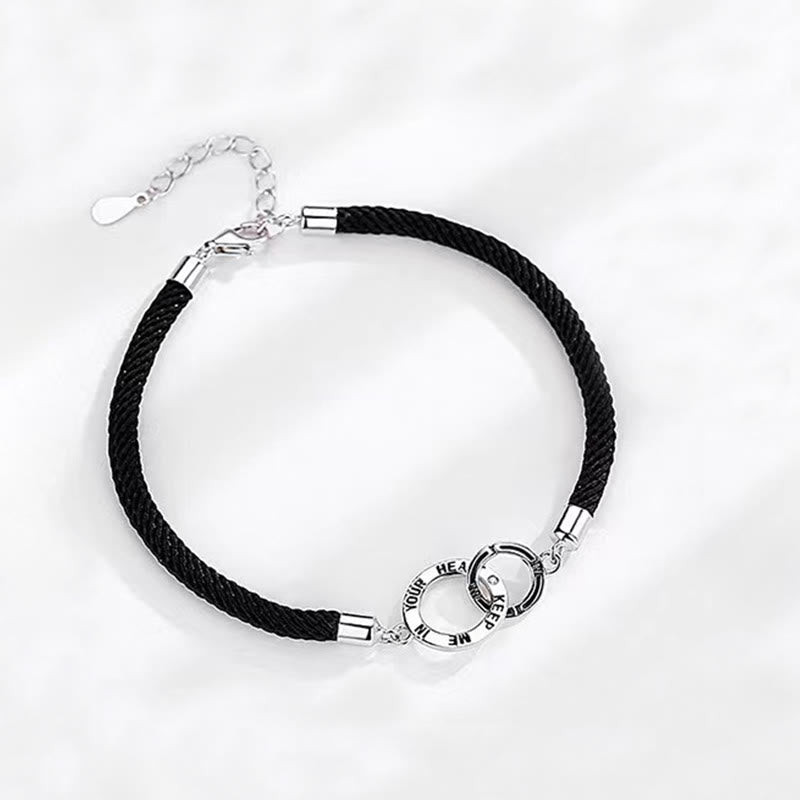 KarmaRipple's KEEP ME IN YOUR HEART Design Interlocking Circles Balancing Pair Chain Bracelet p1