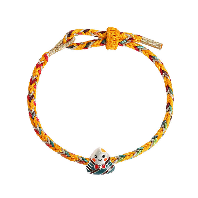 KarmaRipple's 925 Sterling Silver Dragon Boat Festival Zongzi Pattern Fortune Handmade Multicolored Rope Child Adult Bracelet p12
