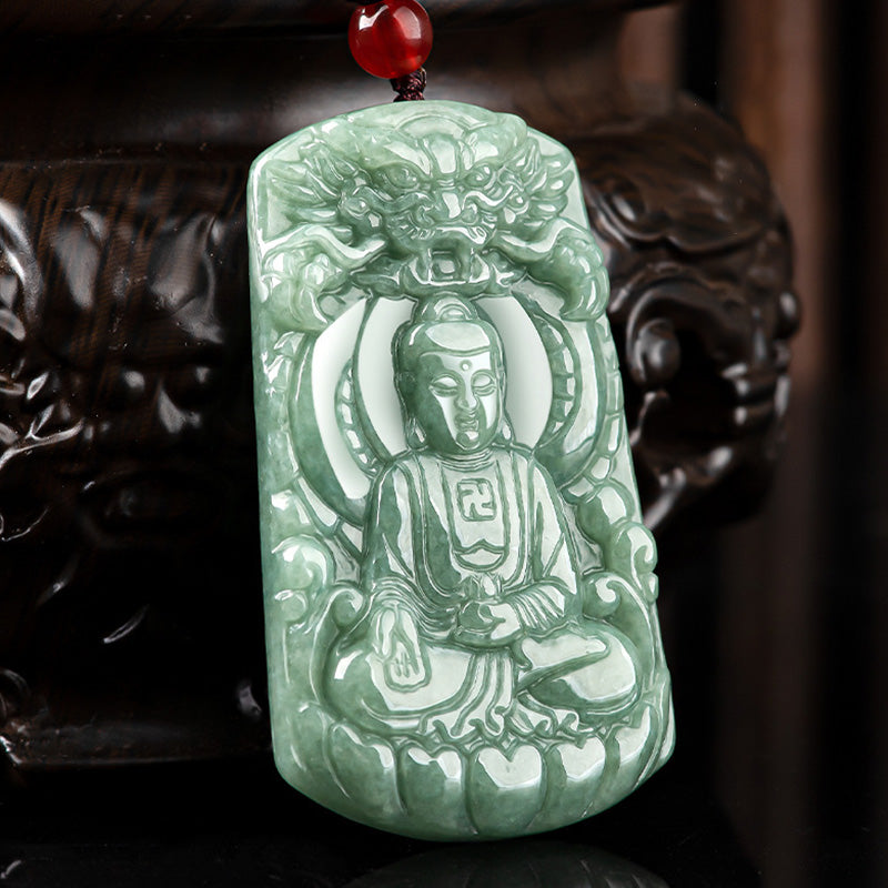 KarmaRipple's Tathagata Buddha Dragon Jade Amulet Serenity String Pendant p2
