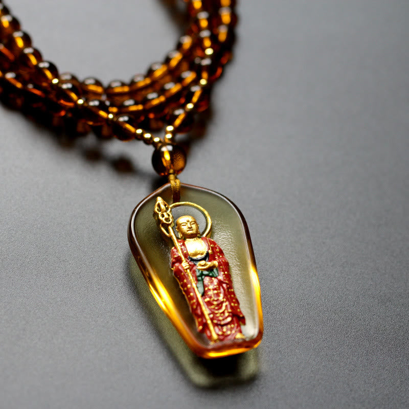 KarmaRipple's Ksitigarbha Buddha Liuli Gemstone Compassion Amulet Pendant Necklace p10