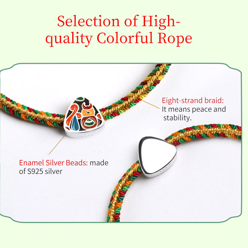 KarmaRipple's 925 Sterling Silver Dragon Boat Festival Fu Character Zongzi Pattern Fortune Handmade Multicolored Child Adult Bracelet p8