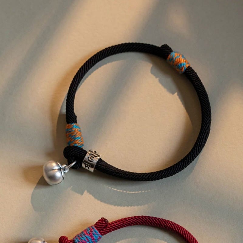 KarmaRipple's 925 Sterling Silver Tibetan Handmade Om Mani Padme Hum Persimmon Talisman Fortune Protection Woven Bracelet p4